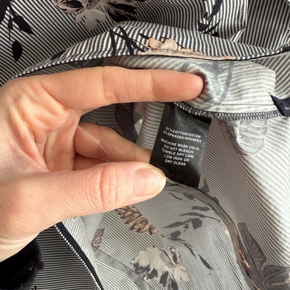 Lafayette 148 New York Stretch Cotton Caddie Blouse - Stripes/Floral - Size 4 - Picture 11 of 11